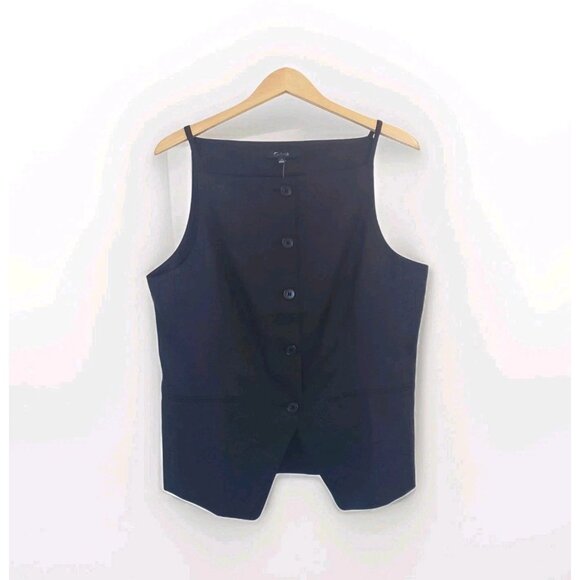 Madewell Jackets & Blazers - Madewell Square-Neck Vest in Drapey Twill Women's Size 14 in True Black NWT